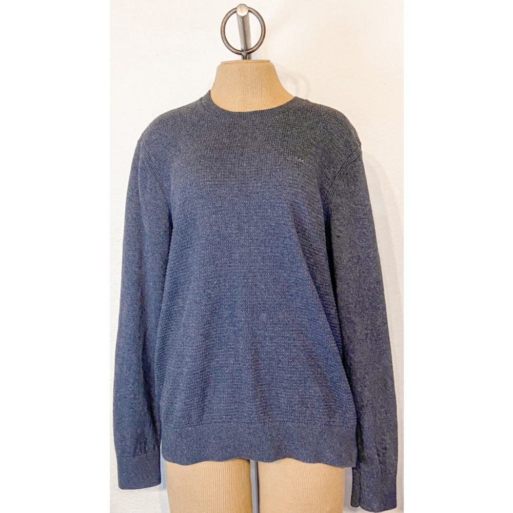 Michael Kors Grey Cotton Blend Long Sleeve Mid- Weight Knit Crew Neck Sweater, L